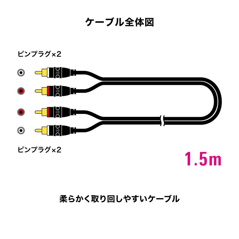 Audio-Technica RCA Audio Cable, 4.9 ft (1.5 m) (2 x