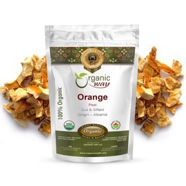 Organic Way Dried Orange Peel Cut & Sifted (Citrus sinensis) - European Wild-Harvest | Organic & Kosher Certified | Vegan, Non GMO & Gluten Free | USDA Certified | Origin - Albania (1/4 LBS / 4 Oz)