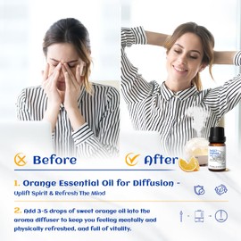HIQILI Sweet Orange Essential Oil,100% Pure Natural for Diffuser, Aromatherapy-10ml