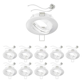 ledscom.de Circ Ceiling Mounting Frame Aluminium Pivoting White (LED/Halogen/MR16/50 mm) with GU5.3 Socket Pack of 10