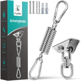 Poprkdre Ceiling Hook Hanging Chair Swing Spring up to 450 kg, Punch Bag Holder with 360° Rotation Carabiner, Swing Hook for Hammock, Concrete Wood Sets Playground, Yoga, Gym