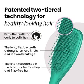 Tangle Teezer Ultimate Detangler Naturally Curly Hair Brush, Dry & Wet Hairbrush, Reduces Frizz & Breakage, for 3C to 4C Curly Hair Types, Aqua Green