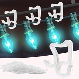Konictom Christmas Light Hooks for Outside,100 Pcs Plastic Gutter Hooks Outdoor Christmas Light Shingle Clips,Weatherproof Holiday Light Clips,Christmas Light Hangers for Outside String Lights