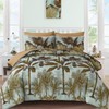 WONGS BEDDING Botanical Comforter Set Queen, 7 Pieces Tropical Green