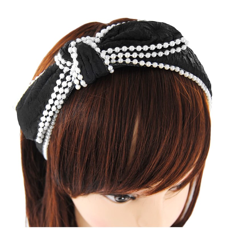 axy Headband with Pearls and Large Bow 14.5 cm x