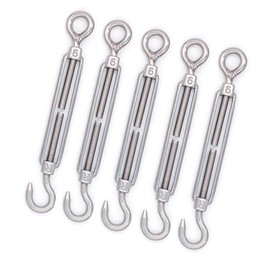 eoocvt 5pcs M6 Stainless Steel 304 Turnbuckle Wire Rope Tension (Hook & Eye)