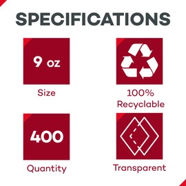 Dealmed 9 oz. Disposable Plastic Cups – 100% Recyclable Cups for Doctor's Offices, School Nurse's, Hospitals, at Home and More (Pack of 400)