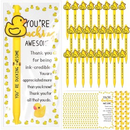 30 Sets Motivational Gifts Include Inspirational Duck Ballpoint Pens with Mini Resin Ducks You Are Awesome Cards with Bags Employee Appreciation Gifts Thank You Gift for Students Staff Coworker Team