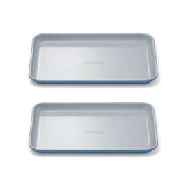 Caraway Nonstick Ceramic Small Baking Sheet Duo (9x13”) – Non-Toxic, PTFE & PFOA Free – Oven Safe – Aluminized Steel Core – Mini Sheet Pan for Baking, Roasting & More - Slate