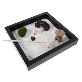 Kisangel Wooden Zen Garden Kit Mini Desktop Sand Decoration Rake Resin Craft for Home Office Meditation and Relaxation