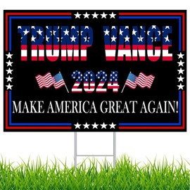Trump Vance 2024 Yard Sign Trump Vance Make America Great Again Yard Sign Trump Lawn Sign With H Stake For President 18" x 12" Double-Sided Sign