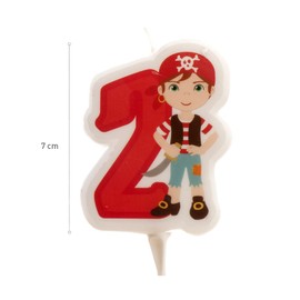 Pirate Candles for Birthday Cake - 7CM (3 Inches) - Pirate Candles for Cake - Birthday Party - 2D Pirate Cake Candle - Number 2