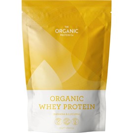 The Organic Protein Co. – Banana & Lucuma Organic Whey Protein Powder | Additive Free, Undenatured, Bioactive, UPF Free, Emulsifier Free, Primarily Grass Fed, Vegetarian, Gluten Free – 600g