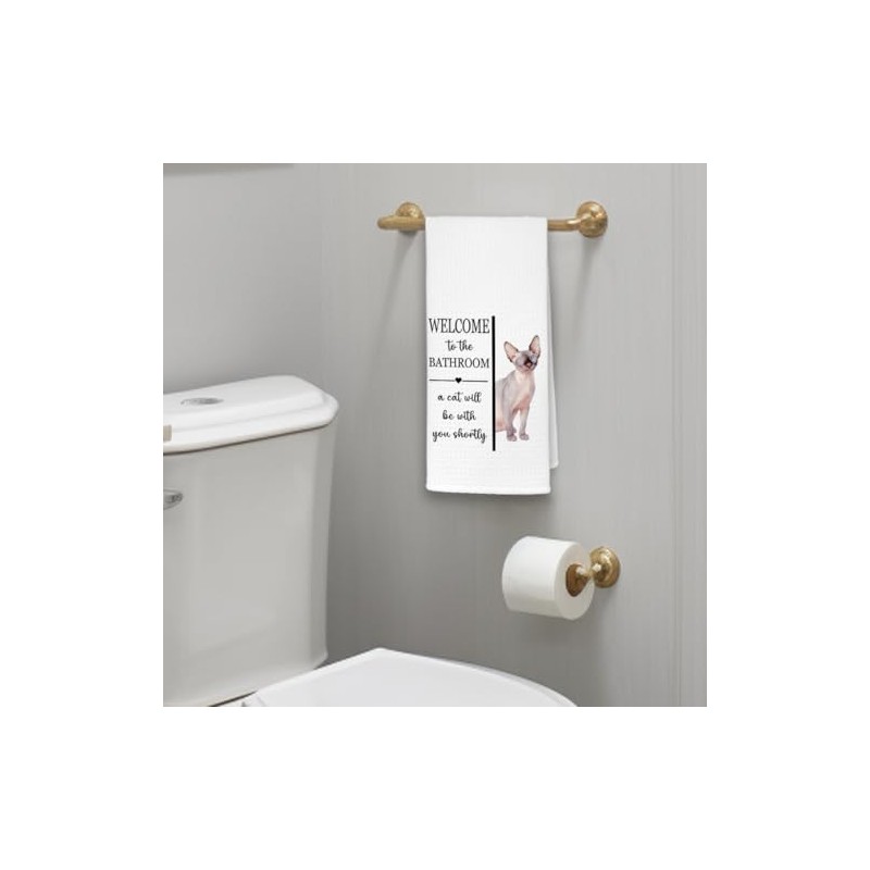 EXUQO Funny Bathroom Hand Towels Dishcloths for Cat Mom Dad