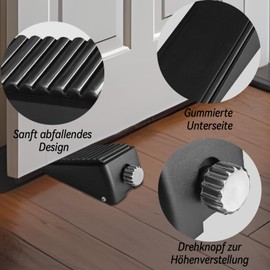 Door Wedge, Door Stopper Wedge, Height Adjustable Door Wedge Rubber, Door Stopper Rubber for Door Gaps from 1.5-6.5 cm, Door Wedge for Heavy Doors, Door Wedges for Indoor Outdoor Door Balcony Doors,