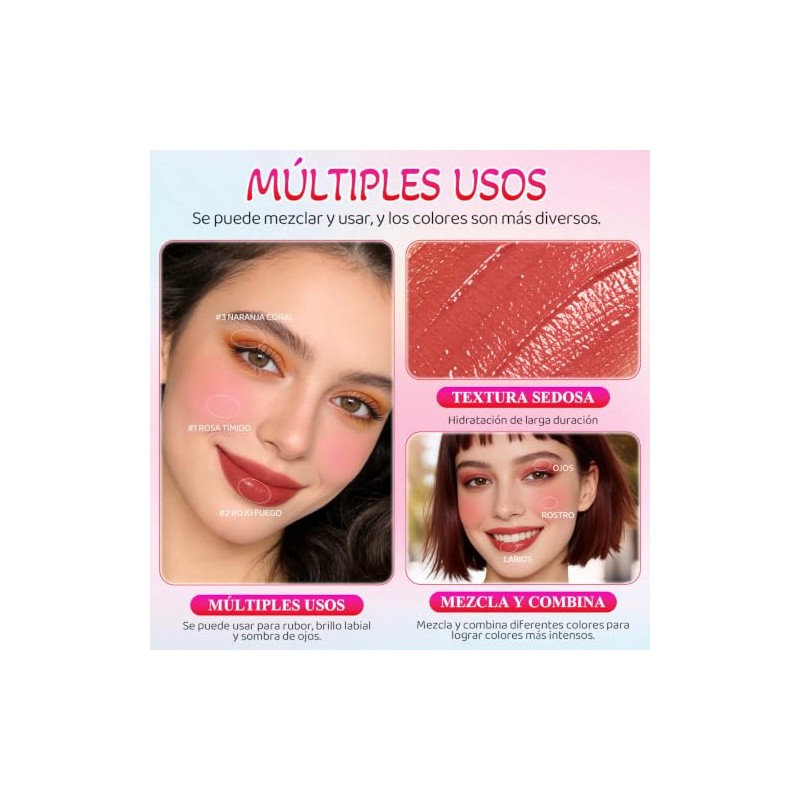 Blush en Crema 3PCS, Rubor en Crema,