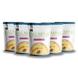 NEW!! Palmini Roasted Garlic Hearts of Palm Mashed |Low Carb, Low Calorie Hearts of Palm Mashed|7g of Net Carbs, 60 Calories Per Serving | As Seen on Shark Tank | Ready-to-Eat | (8 Ounces Pouch (Pack of 6)