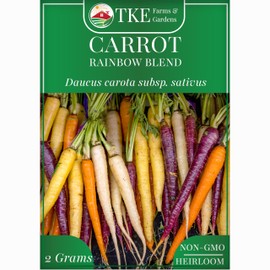 TKE Farms & Gardens – Rainbow Carrot Seeds for Planting, 1000+ Non-GMO Heirloom Seeds, Enjoy Vibrant Red, Orange, Purple, White & Yellow Colors, Easy to Grow, Includes Planting Instructions