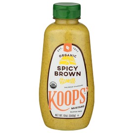 Koops' Organic Spicy Brown Mustard – Bold and Brown Mustard Sauce, Gluten-Free, Kosher, USDA Certified Organic, Made in USA, From Quality Mustard Seeds – 12 Oz, Pack of 1