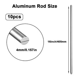 10 Pcs 4mm Diameter 6061 Round Rod 16" Long Solid Extruded Lathe Stock，(4mmx405mm) Metric Aluminum Rod,Used for DIY Process