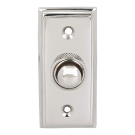 Wired Brass Doorbell Chime Push Button in Polished Nickel Finish Vintage Decorative Door Bell with Easy Installation, 2 9/16" X 1 3/16"