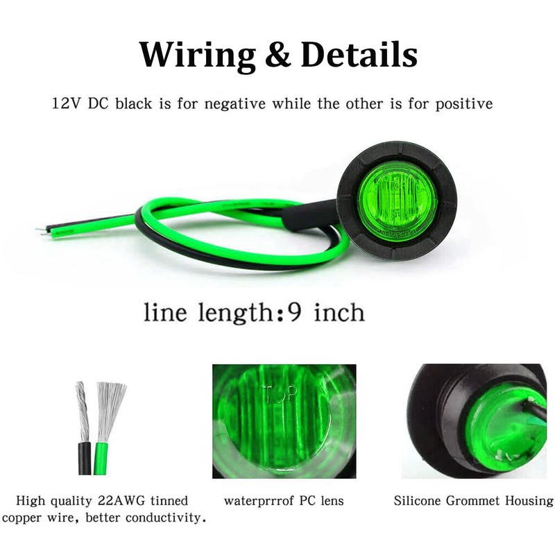 FXC 10x 3/4" Round LED Clearence Light Front Rear Side