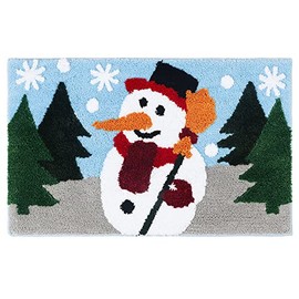 Xmas Bath Mat Santa Snowman Non-Slip Door Mat Bathroom Mat Non-Slip Shower Mat Quick Drying Kitchen Mat Bathroom Rug Mat (Snowman, 45 x 65 cm)