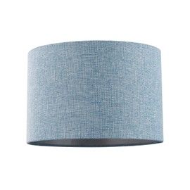 Contemporary and Sleek 12 Inch Blue Nova Linen Fabric Drum Lamp Shade 60w Maximum | 30cm Diameter | for Table Lamp or Pendant by Happy Homewares