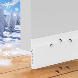 Door Draft Stopper, Door Sweep for Bottom of Door, Weather Stripping Door Seal, Adjustable Under Door Gap Filler for Exterior & Interior Doors, Door Bottom Seal Blocker Noise (White, 78inch)