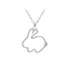 Paialco 925 Sterling Silver Outline Bunny Rabbit Pendant Necklace, White
