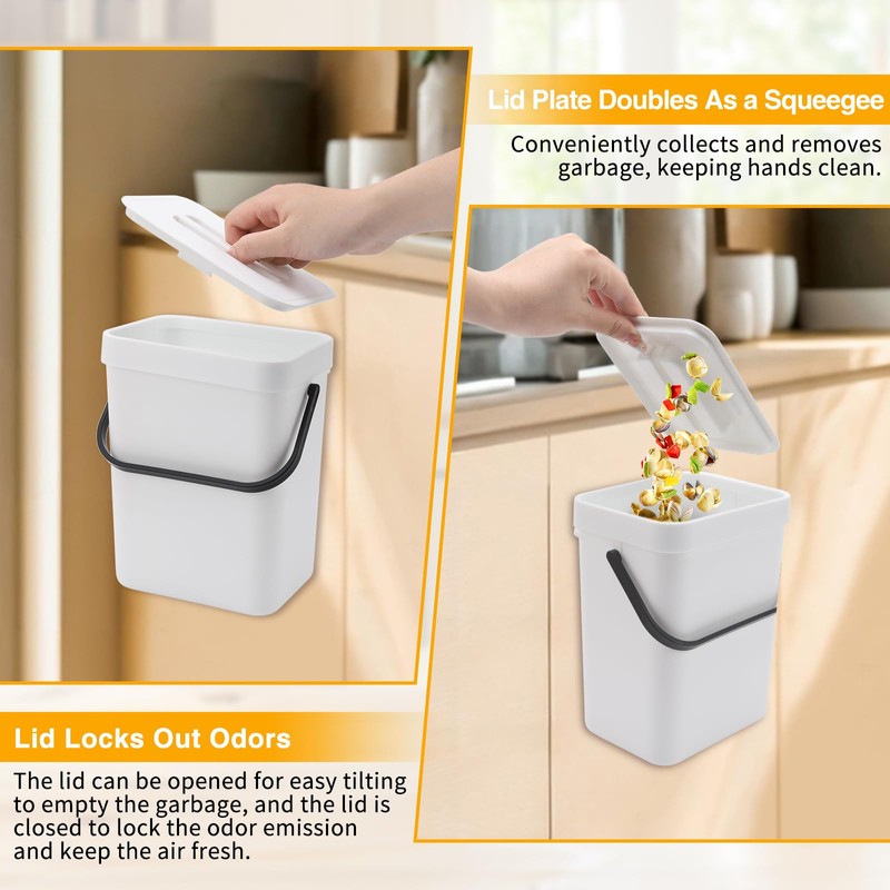 JWKDXH 0.8 Gallon/3l Compost Bin Kitchen, for Use on Countertops
