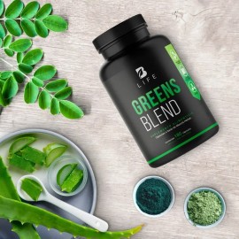 Greens Blend 180 Cáps Espirulina Moringa Weathgrass B Life                                                                                            