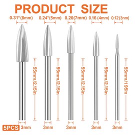 5pcs Wood Carving Tool, HSS Engraving Tool, Rotary Tools, 3 mm Shank, Wood Cutter Set for Precise Carving, Drilling and Creative DIY Projects in Various Sizes for Beginners and Professionals