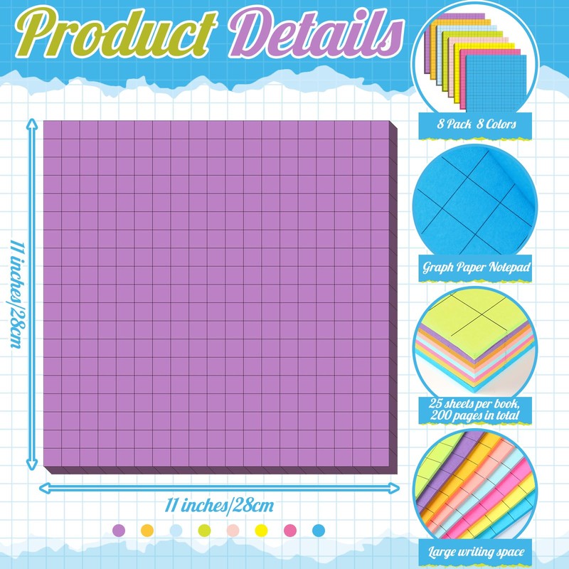 Qeeenar 8 Pads Big Sticky Notes 11 x 11 Inch