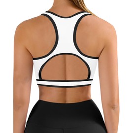 XUNYU High Neck Longline Sports Bra for Women Supportive Workout Tops Built in Bra Racerback Yoga Gym Tank Crop Top