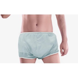 LeakMaster Adult Pull-On Vinyl Plastic Pants - Soft, Quiet and Form Fitting Incontinence Waterproof Diaper Covers for Adults - Blue, 3X-Small Fits 19-25 Inch Waist