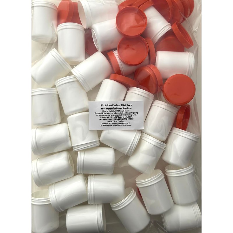 30 Ointment Jar Containers Cream/Ointment Kruke High 25ml Capacity with