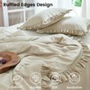 Simple&Opulence Ruffled Linen Cotton Duvet Cover Set 3Pcs, Soft Breathable