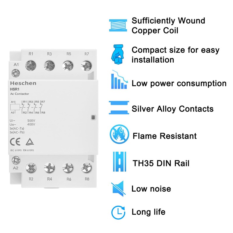 Heschen Household AC Contactor HSR1-63 4 Pole Four Normally Closed