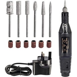 Electric Nail File for Thick Toe Nails, Adjustable Speed Electric Nail Drill Portable Nail Drill for Gel Nails with 6 Drill Bits Sanding Bands Beginner