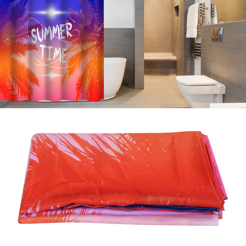 Shower Curtain Waterproof Thick Polyester PunchFree Curtain with Hook for