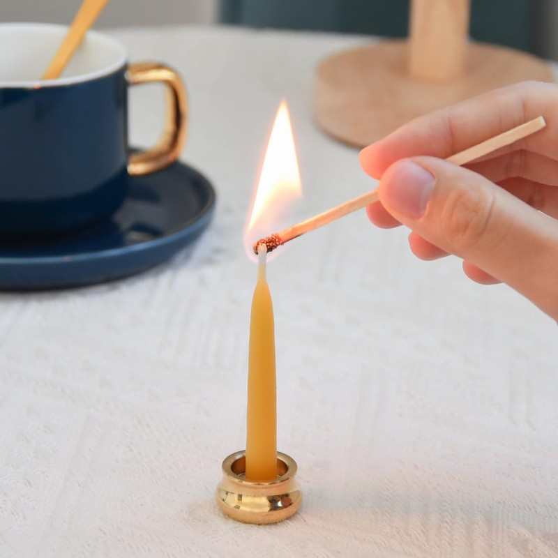 20 Minute Pure Beeswax Candles, Drip-Free Meditation Candles, Mini Taper