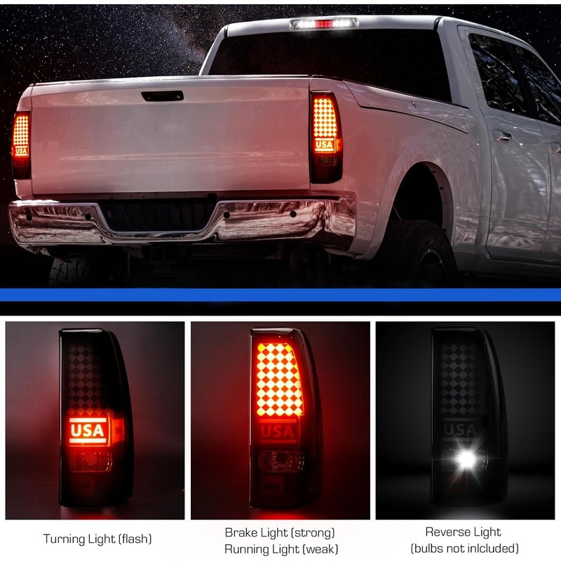 Gubebaili Tail Light + 3rd Brake Light Kit Fit for