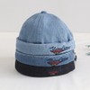 Denim Fashion Brimless Beanie Hat Vintage Docker Beanie Cap Washed