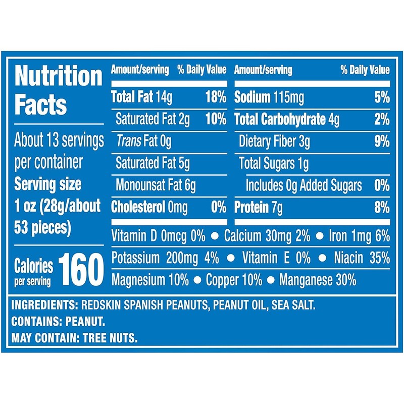 Planters Redskin Spanish Peanuts with Sea Salt 12.5oz Can (Pack