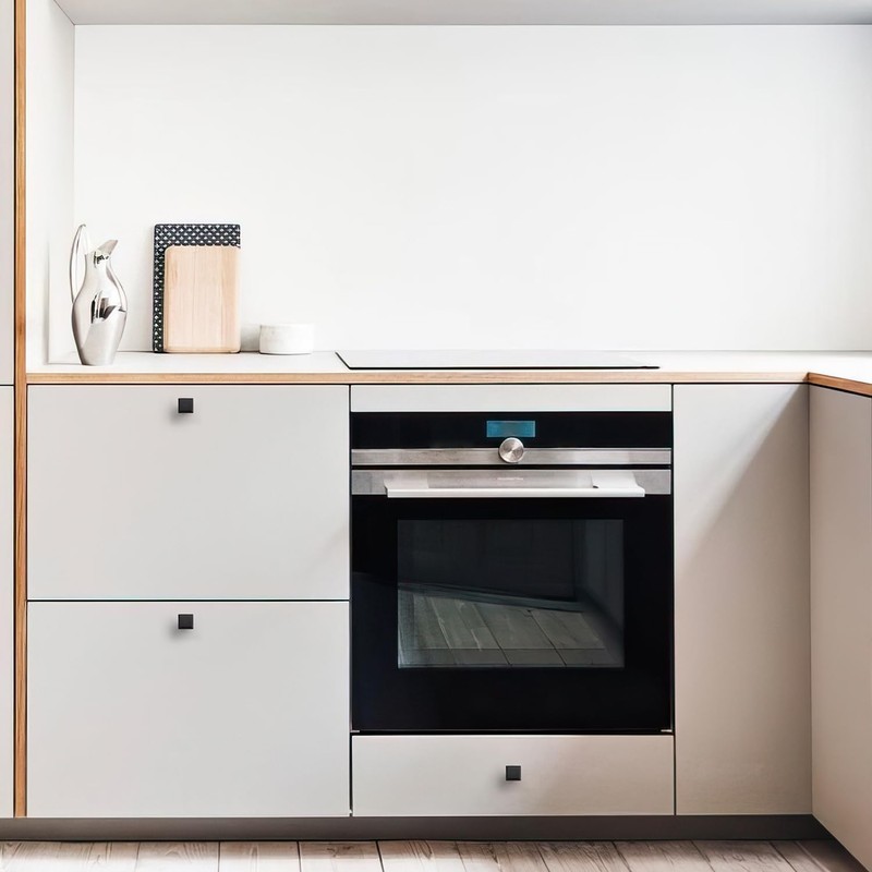 Ravinte 25 Pack 1-3/16 Inch Matte Black Kitchen Square Cabinet