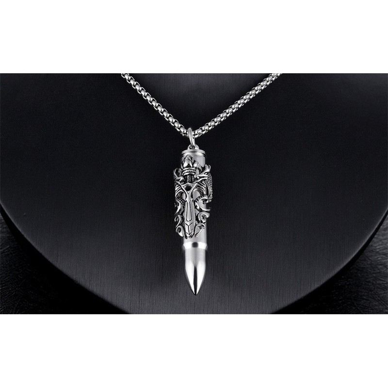 PAURO Men's Stainless Steel Bullet with Sword Double Dragon Openable