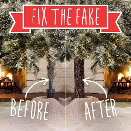 THE CHRISTMAS TREE HUGGER - Artificial Christmas Tree Collar for Base Skirt, Accessory Cover in Wood and Candy