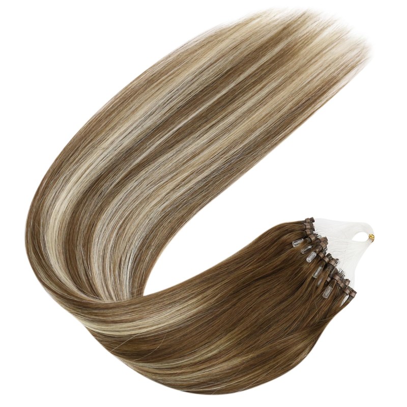 Sunny Micro Bead Hair Extensions Human Hair Balayage Brown Micro