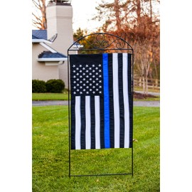 Evergreen Flag Thin Blue Line Applique House Flag - 28 x 44 Inches Outdoor Decor for Homes and Gardens